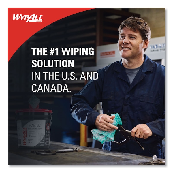 Wypall Waterless Hand Wipes, 75 Per Container, Bucket, Cloth, 9 in  x 12 in, PK6 - 91371CT