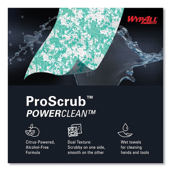 Wypall Waterless Hand Wipes, 75 Per Container, Bucket, Cloth, 9 in  x 12 in, PK6 - 91371CT