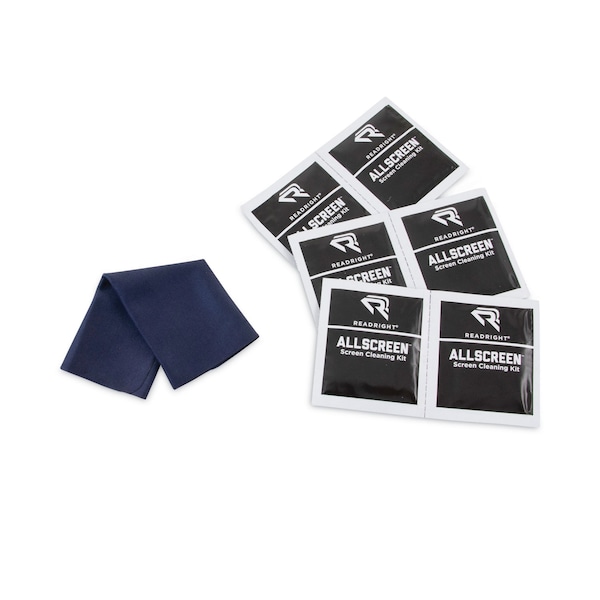 Read Right AllScreen Cleaning Kit with (1) 6 x 6 Microfiber Cloth, (50) 4 x 5 Wipes, Unscented, White - RR15039