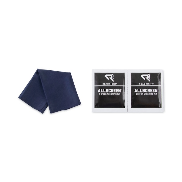 Read Right AllScreen Cleaning Kit with (1) 6 x 6 Microfiber Cloth, (50) 4 x 5 Wipes, Unscented, White - RR15039