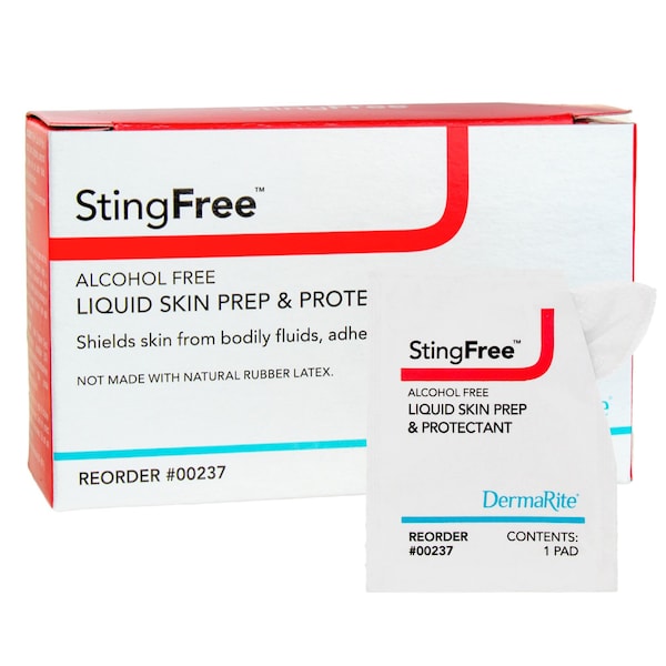 Stingfree Alcohol-Free Liquid Skin Prep & Shield StingFree Skin Barrier Wipe, NonSterile, Alcohol-Free, 2in x 2.5in, 50PK - 00237