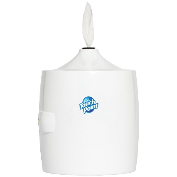 Touch Point Wipes TP Wall Mount Dispenser for Disposable Wipes- Large Roll, HD Plastic, Water Resistant, Pop-Up, White - C9WALLW