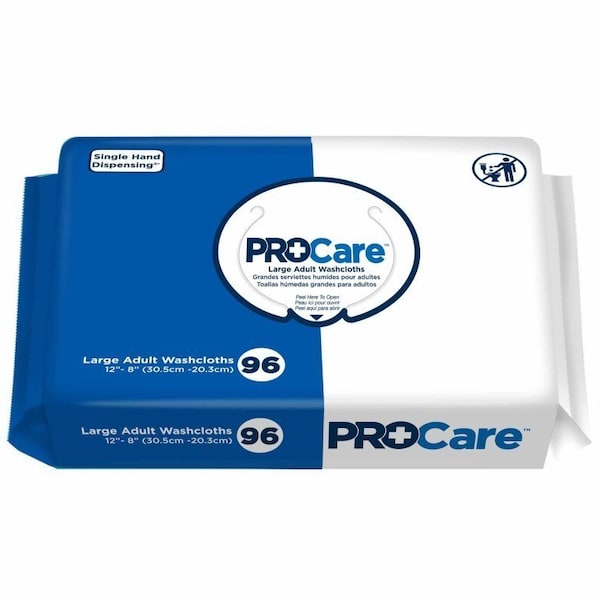 Procare Personal Cleansing Wipe Soft Pack Scented, 8 X 12 Inch, 96PK - CRW-096