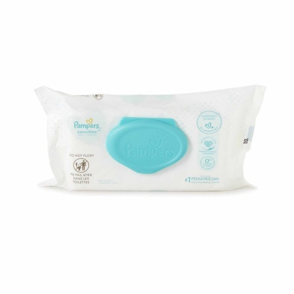 Pampers Sensitive Baby Wipe Soft Pack Unscented, 6-4/5 X 7 Inch, 56 Count, 56PK - 10037000870767
