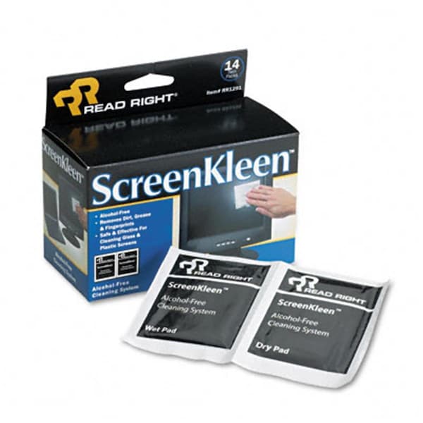 Read Right Read Right RR1291 ScreenKleen Alcohol-Free Wipes  Cloth  5 x 5  14/box - RR1291