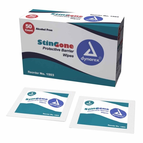 Stinggone Skin Barrier Wipe 20% Strength Polyaminopropyl Biguanide Individual Packet NonSterile, 50PK - 1503