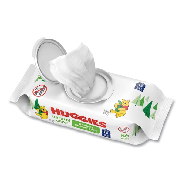 Huggies Natural Care Sensitive Baby Wipes, 3.88 x 6.6, Unscented, White, 56 Wipes, 8PK - 31803