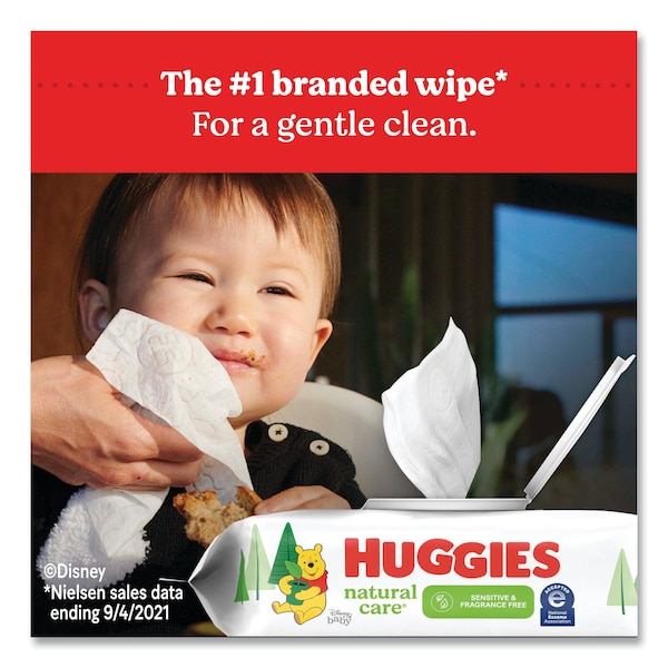 Huggies Natural Care Sensitive Baby Wipes, 3.88 x 6.6, Unscented, White, 56 Wipes, 8PK - 31803