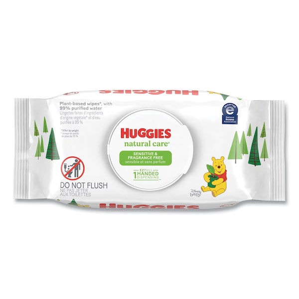 Huggies Natural Care Sensitive Baby Wipes, 3.88 x 6.6, Unscented, White, 56 Wipes, 8PK - 31803