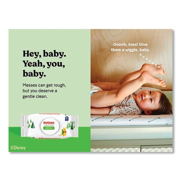 Huggies Natural Care Sensitive Baby Wipes, 3.88 x 6.6, Unscented, White, 56 Wipes, 8PK - 31803