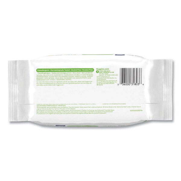 Huggies Natural Care Sensitive Baby Wipes, 3.88 x 6.6, Unscented, White, 56 Wipes, 8PK - 31803