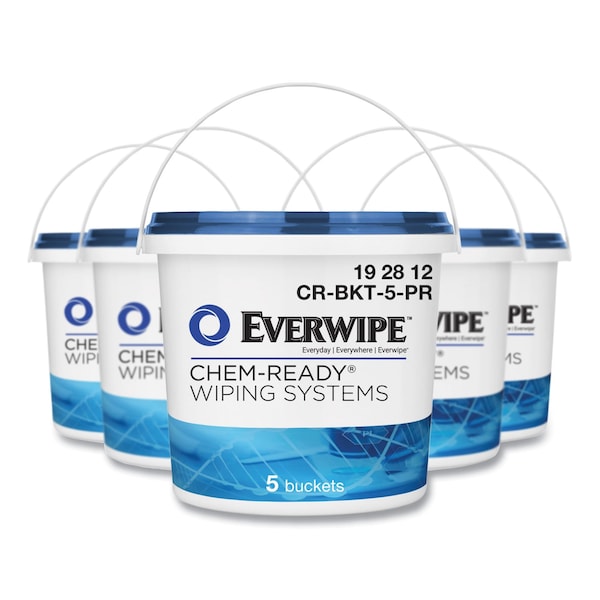 Everwipe Chem-Ready Wiping System Bucket, 7.13 x 7.13 x 7, White, PK5, 5PK - 192812