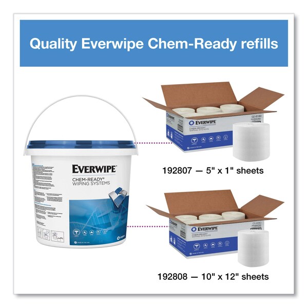 Everwipe Chem-Ready Wiping System Bucket, 7.13 x 7.13 x 7, White, PK5, 5PK - 192812