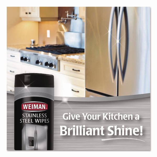 Weiman Stainless Steel Wipes, 7 x 8, 30/Canister - 92