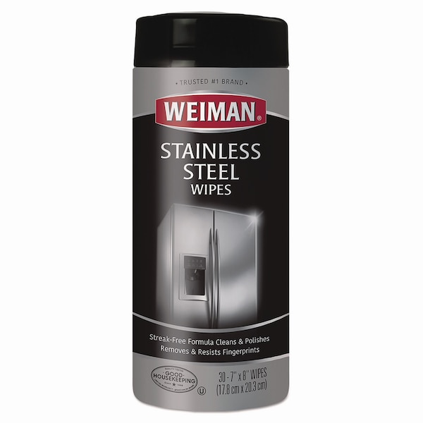 Weiman Stainless Steel Wipes, 7 x 8, 30/Canister - 92
