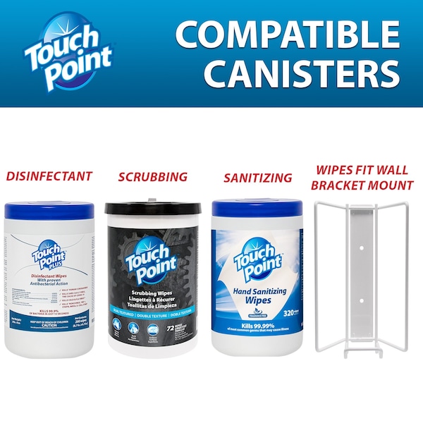 Touch Point Wipes TP Plus Disinfectant Wipes - 6 Canisters x 200 Wipes, 6.7 in.x6.7 in., EPA Registered, 6PK - WD200