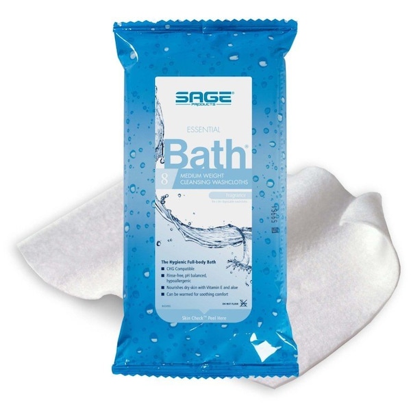 Essential Bath Medium Weight Sage Products Essential Bath Rinse-Free Wipes, Medium Weight, Soft Pack, 240PK - 7800