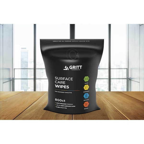 Gritt Commercial Surface Care Wipes, Professional All-Purpose Cleaner Wipes - 800 Count Refill Wipe Roll - GRI5-RW-1-NR
