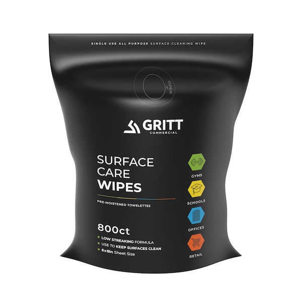 Gritt Commercial Surface Care Wipes, Professional All-Purpose Cleaner Wipes - 800 Count Refill Wipe Roll - GRI5-RW-1-NR