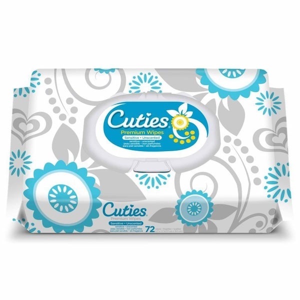 Cuties Sensitive Baby Wipe Cuties Soft Pack Unscented, 6-7/10 X 7-7/10 Inch, 72PK - CR-16413/3