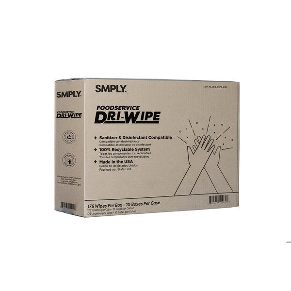 Smply Brands Foodservice Dri-Wipe by, Center-Pull Box - 176 Wipes per Box, 10PK - FS400-X176-X10