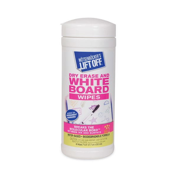 Lift-Off Dry Erase Cleaner Wipes, 7 x 12, 40/Canister - 42703