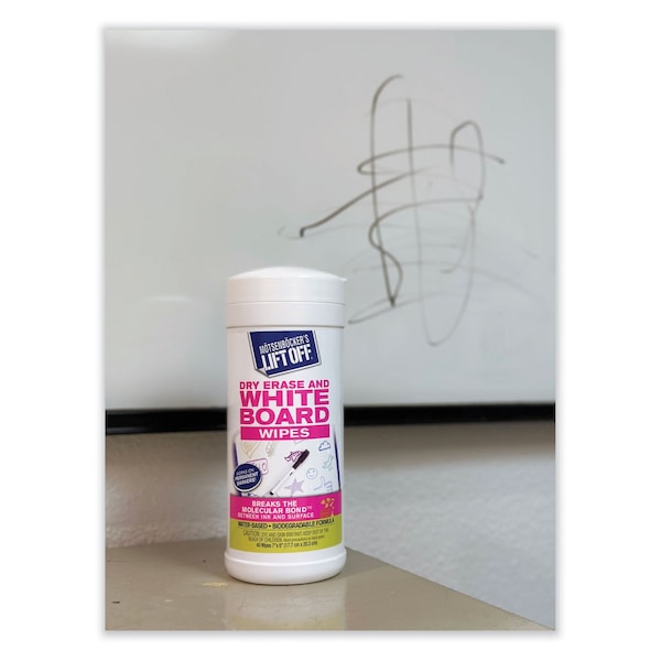 Lift-Off Dry Erase Cleaner Wipes, 7 x 12, 40/Canister - 42703