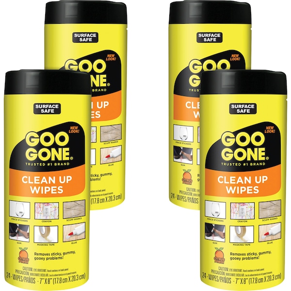 Goo Gone Wipes, f/Adhesive Removal, WE, PK 24 - WMN2000CT