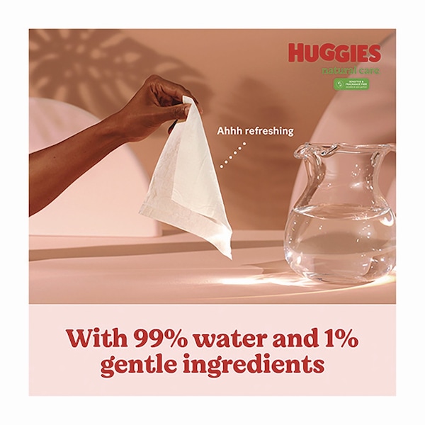 Huggies Natural Care Sensitive Baby Wipes, Unscented, White, 64 Wipes, 12PK - 51079