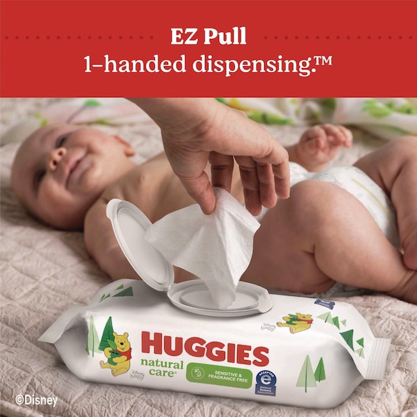 Huggies Natural Care Sensitive Baby Wipes, Unscented, White, 64 Wipes, 12PK - 51079