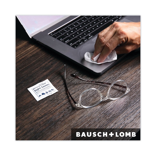 Bausch + Lomb Antibacterial Office Equipment Wet Wipes, Cloth, 5 x 8, PK100 - 8595