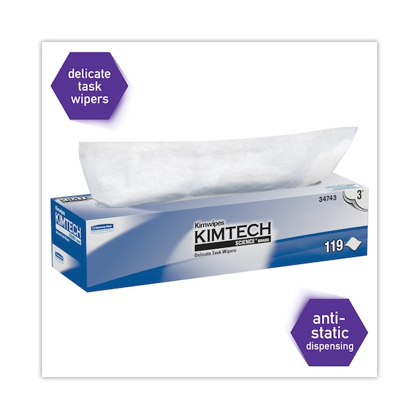 Kimtech Kimwipes Delicate Task Wipers, 3-Ply, 11 4/5 x 11 4/5, 119/Box, PK15 - KCC 34743