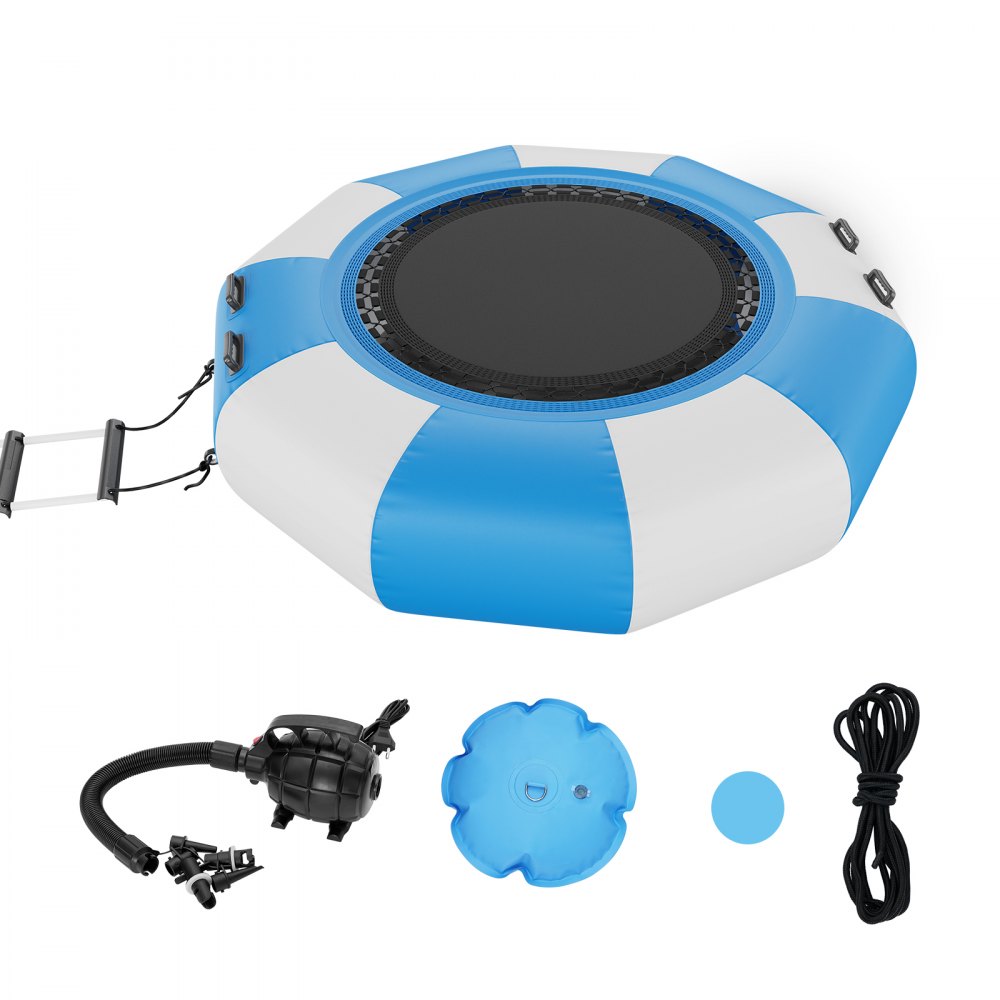 VEVOR Inflatable Water Bouncer, 6.5ft Recreational Water Trampoline, Portable Bounce Swim Platform with 3-Step Ladder & Electric Air Pump, Kids Adults Floating Rebounder for Pool, Lake, Water Sports - BTKSSBCBTK076SQ52V1