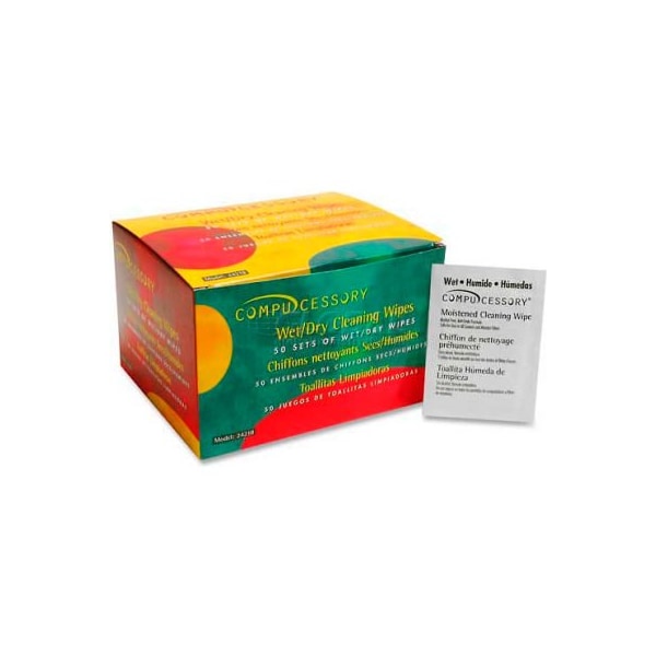 Compucessory Compucessory Wet & Dry Smudge Free Cleaning Wipes, 50/Pack - CCS24218 - 24218