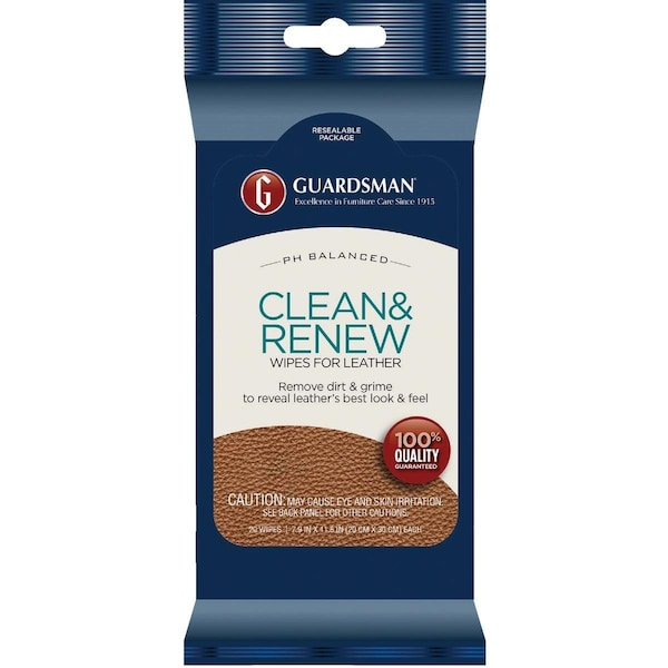 Guardsman Clean & Renew Leather Care Wipes, 20PK - 470200