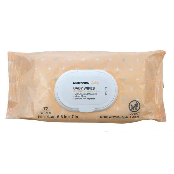 Mckesson Powder Soft Scent Baby Wipe, Soft Pack, 72PK - WPWBABY72S