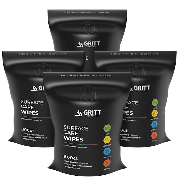 Gritt Commercial Surface Care Wipes, All-Purpose Cleaning Wipes - 4 x 800 Count Roll 3200 Commercial Wipes, 4PK - GRI5-RW-4-NR