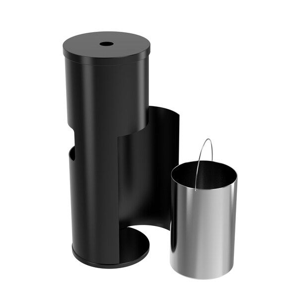 Gritt Commercial Black Stainless Steel Gym Wet Wipe Dispenser, Floor-Stand Dispenser Station with 7 Gallon Trash Can - GRI509-BLK-NR