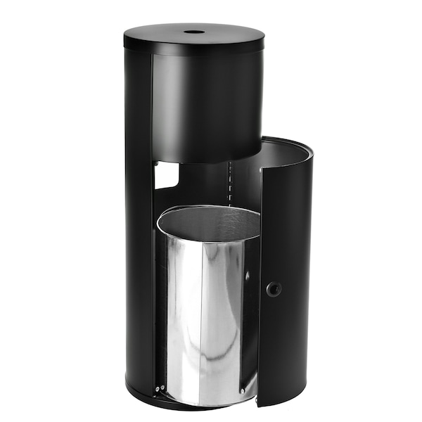 Gritt Commercial Black Stainless Steel Gym Wet Wipe Dispenser, Floor-Stand Dispenser Station with 7 Gallon Trash Can - GRI509-BLK-NR
