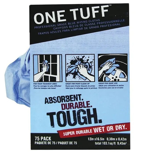 Trimaco 12" x 16" One Tuff Cloth Wiper, Dispenser Box, PK 75 - 84075
