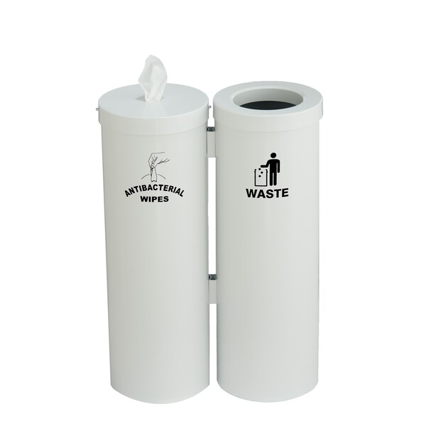 Glaro Gym Wipes Station, Dispenser/Receptacle, L - WD1030-S-WH