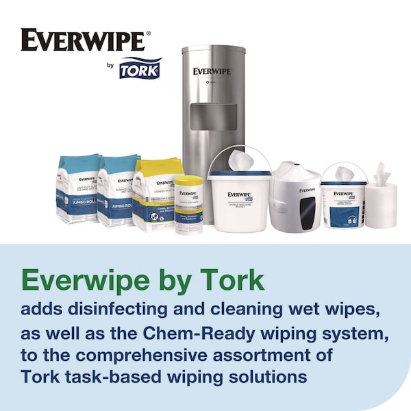 Tork Disinfectant Wipe Jumbo Rolls, 1-Ply, 8 x 6, Lemon, White, 800 Sheets, 2PK - 192821
