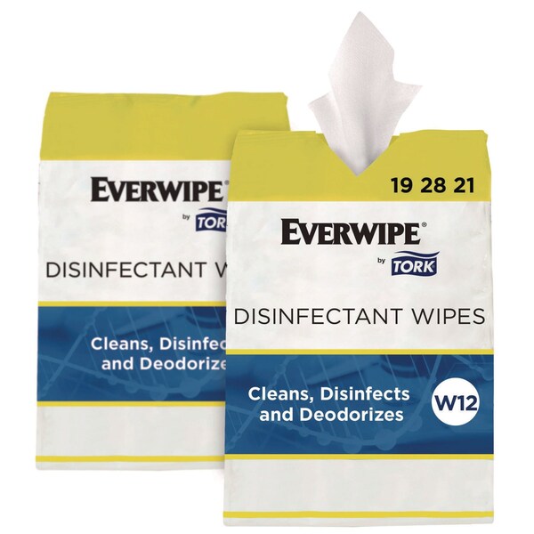 Tork Disinfectant Wipe Jumbo Rolls, 1-Ply, 8 x 6, Lemon, White, 800 Sheets, 2PK - 192821