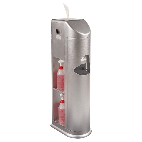 Zogics The Cleaning Station Wipes Dispenser and Gel Dispenser, Silver - TCS-S-30063-GEL