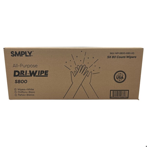 Smply Brands S800 Dri-Wipe by, Center-Pull Box, 80 Wipes per Box, 5PK - S800-X80-X5