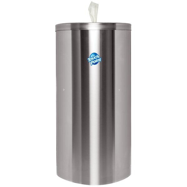 Touch Point Wipes TP Floor Dispenser for Disposable Wipes - Large Wipe Roll, Silver Chrome Pop-up, HD Stainless Steel - C9SSFSJR-CS