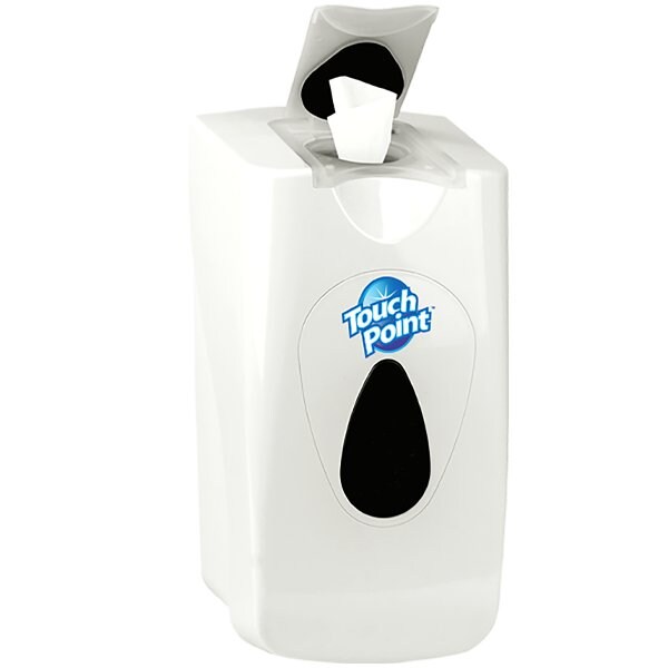 Touch Point Wipes TP Wipes Flip Top Wall Mount Dispenser - Small Roll, HD Plastic, Strong Closure, Pop-Up, White - 1005FT