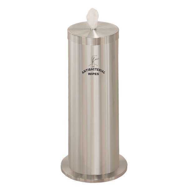 Glaro Gym Wipe Dispenser/Storage, Logo, Silver - F1027-S-SA