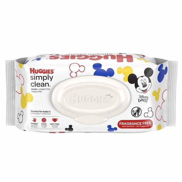 Huggies Simply Clean Baby Wipe Soft Pack Unscented, 6-7/10 X 7-7/10 Inch, 64 Count, 64PK - 48750