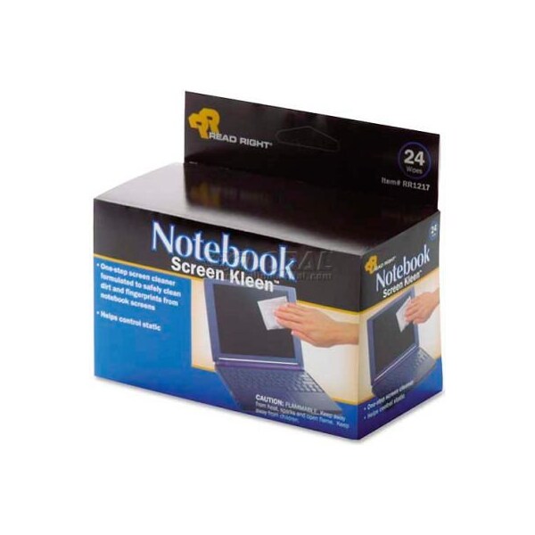 Advantus Read Right Premoistened Screen Kleen, Lint-Free, 24/Box - REARR1217 - RR1217